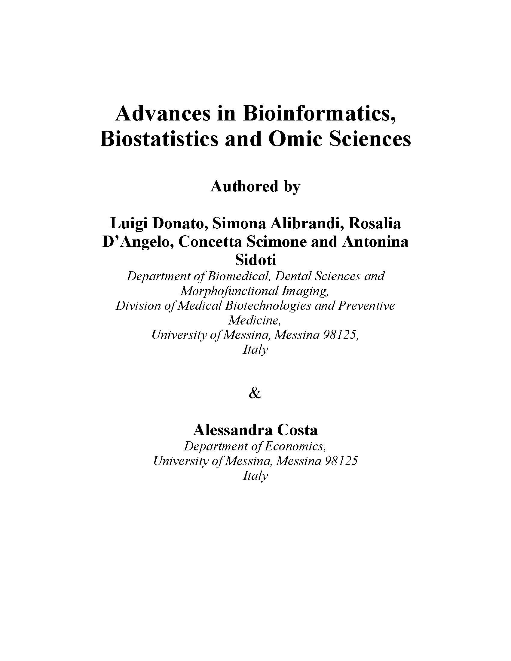Advances in Bioinformatics, Biostatistics and Omic Sciences