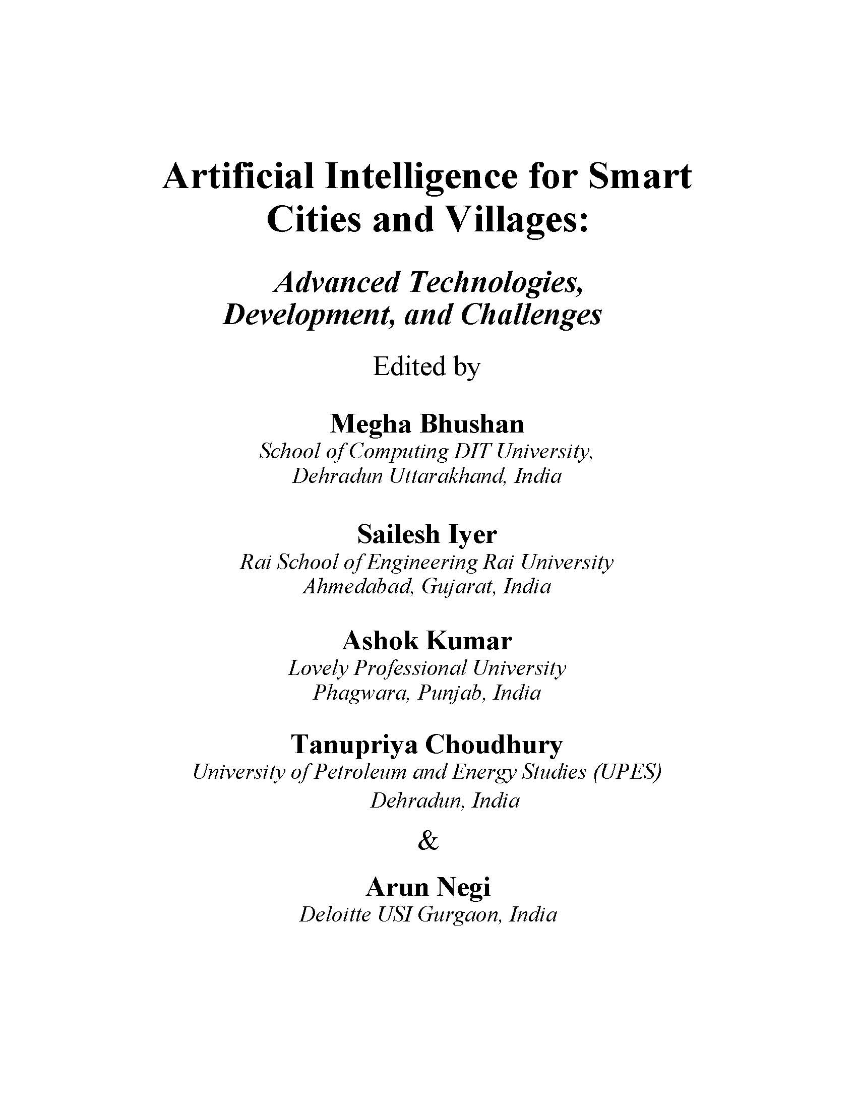 Artificial Intelligence for Smart Cities and Villages: Advanced ...
